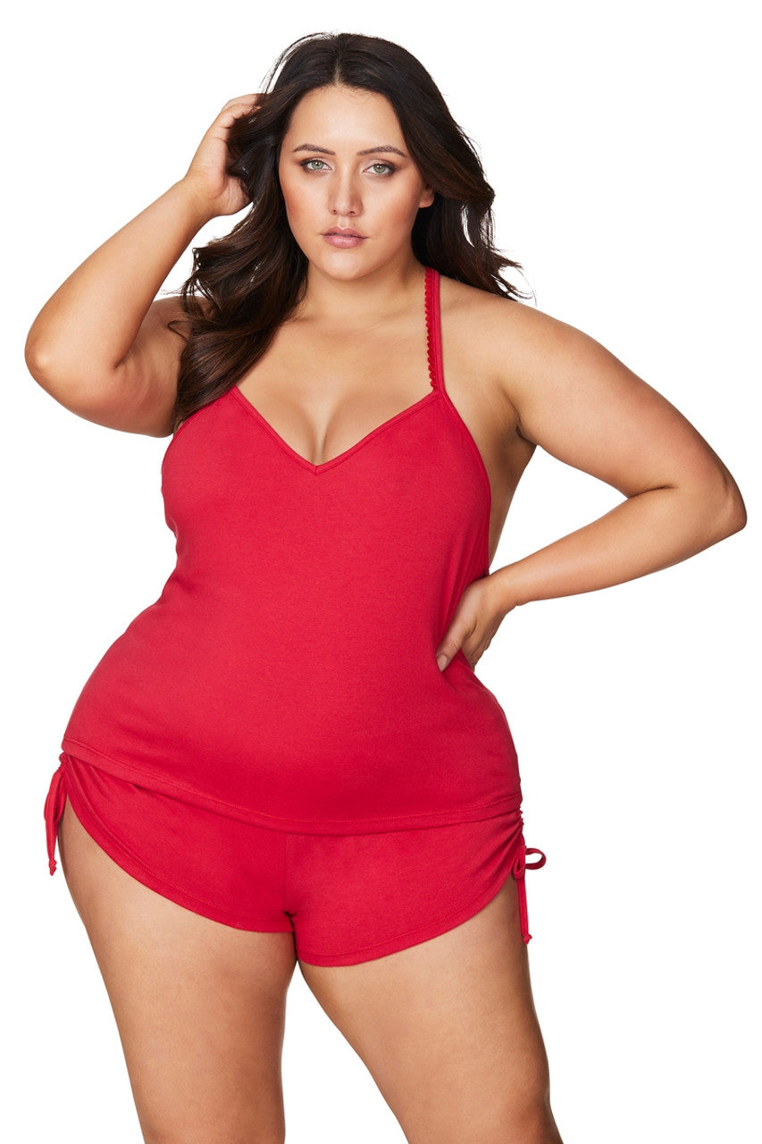 Curvy Luisa T-Back Sexy Set Red